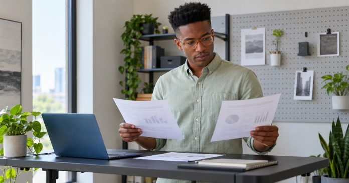 Reiki's "Healing Power": Why Case Studies Cannot Show It, in Brief — editorial cover A man compares printed study summaries beside a laptop in a modern study corner.