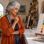 Chakras and “Frequency Vibrations”: Why the Radio Comparison Fails, in Brief A woman considers a small symbolic painting of colored circles in an art room.