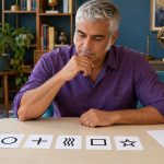 Testing Psychic Ability With Zener Cards: How the Test Works, What Chance Looks Like, and How to Run It Honestly A man examines five symbol cards beside a blank scoring sheet.