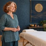 Understanding Reiki: History, Principles and What a Session Involves A woman prepares a quiet Reiki practice room beside an empty treatment table.